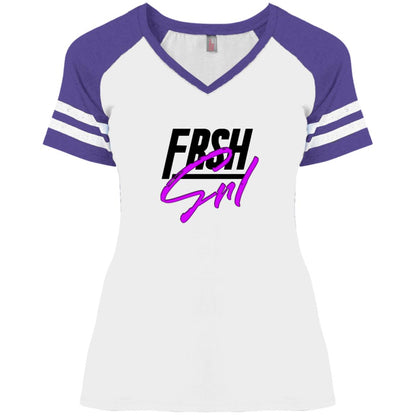 Frsh GRL (Outline No bkg) DM476 Ladies' Game V-Neck T-Shirt