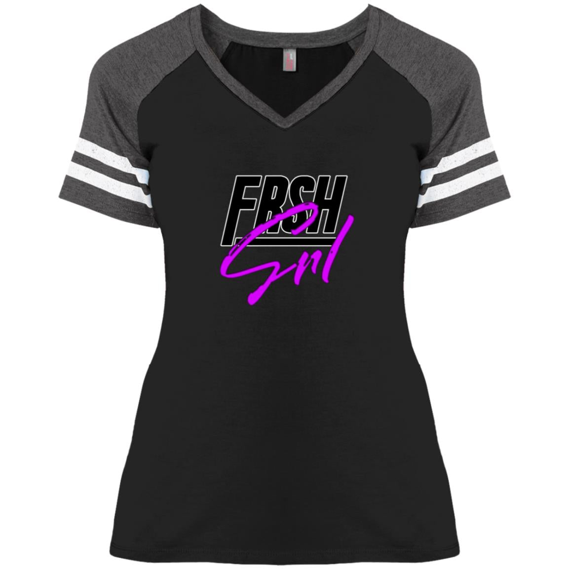 Frsh GRL (Outline No bkg) DM476 Ladies' Game V-Neck T-Shirt