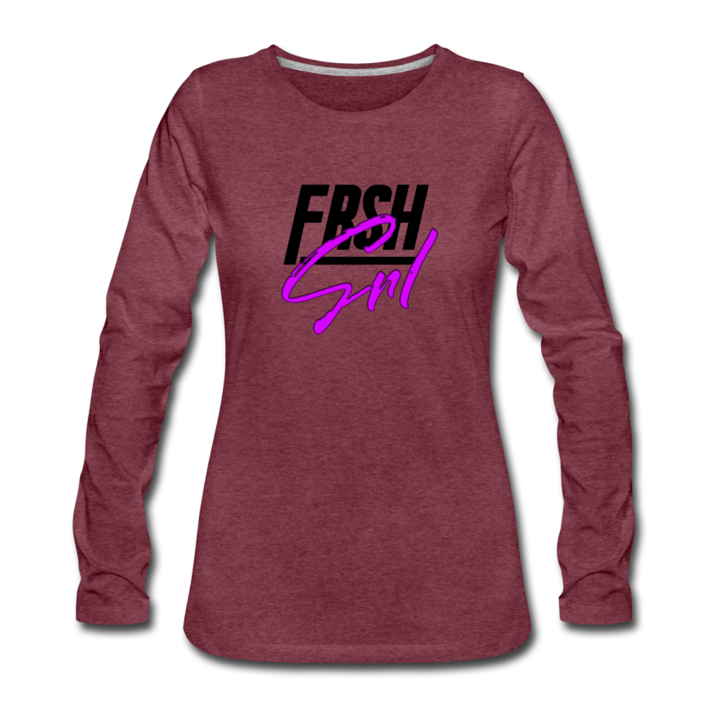 Frsh Grl Long Sleeve T-Shirt - heather burgundy